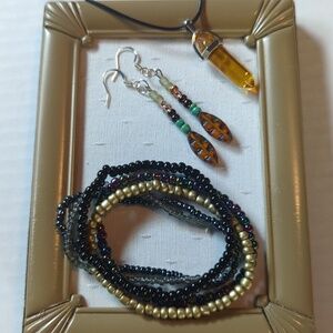 Jewelry Bundle Handmade Boho Beaded Glass Earrings/Bracelet/Necklace